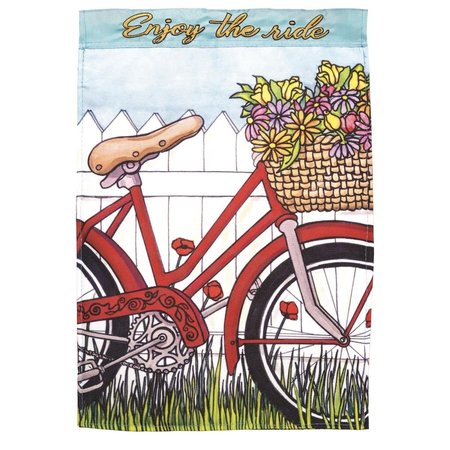 MAGNOLIA GARDENS 13 x 18 in Double Applique Enjoy The Ride Polyester  Print Garden Flag M011303